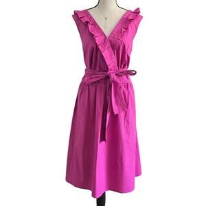 Lane Bryant Womens Plus 20 Pink Ruffle Midi Dress Tie Waist Wedding Guest Preppy